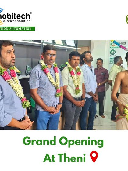 Our team members being honored with garlands during the opening ceremony of the Theni showroom.