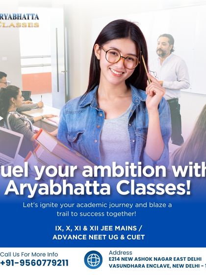 Fuel your ambition with Aryabhatta Classes. We are here to ignite your academic journey and blaze a trail to success together in JEE, NEET, and CUET.