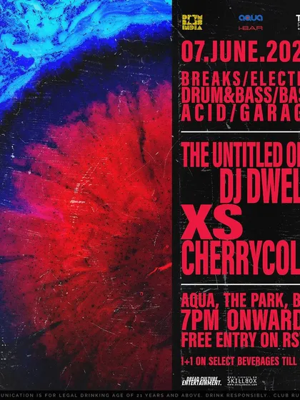 The main flyer for a bass heavy night at Aqua, The Park.