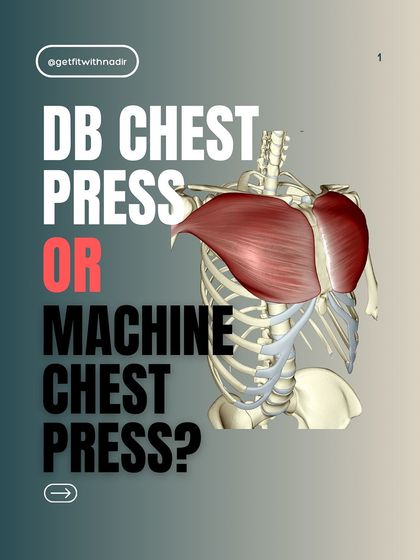 An infographic comparing the dumbbell chest press to the machine chest press, explaining the difference in resistance profiles and when to use each.
