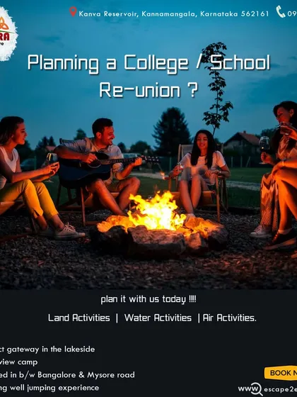 Planning a college or school reunion? Our bonfire and camping setup is ideal for catching up with old friends and reliving the good old days.