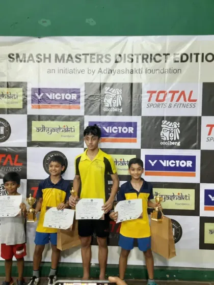 Our young champions Divit, Liam, Rhys, and Zehn together, showcasing the breadth of talent across different age groups at our academy.