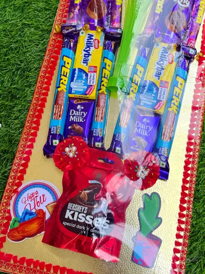 A closer look at our delicious chocolate mala. It's a fun, wearable gift that’s perfect for Holi parties and for gifting to your loved ones.