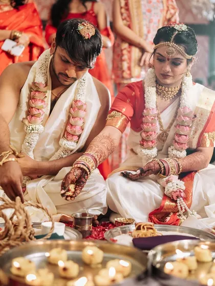 A sacred moment from the South Indian wedding ceremony.