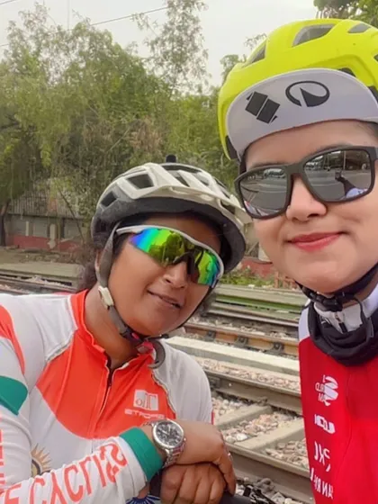 Two of our female cyclists taking a selfie. The bond between our members is strong, and we celebrate each other's achievements.