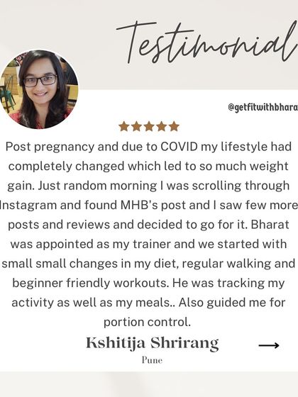 Kshitija started with small changes like regular walking and beginner-friendly workouts to lose her post-pregnancy weight. We tracked her activity and meals daily to ensure she stayed on the right path.