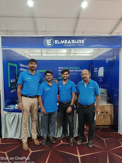 The Elmeasure team ready to engage with MSMEs and entrepreneurs at the IMEX Hubli 2025 expo.