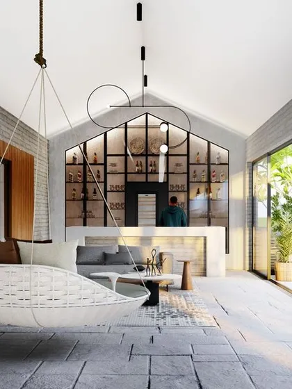 Our design capabilities extend to creating unique private entertainment spaces. This concept render for a penthouse terrace bar and poker lounge in Bangalore shows a brighter, open-air design. It combines a rustic bar, modern furniture, and seamless indoor-outdoor flow for a sophisticated private lounge.