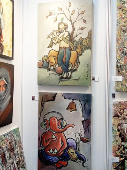 A glimpse of my paintings on display at the Mumbai Art Fair. Seeing my work alongside other talented artists is always an inspiring experience.