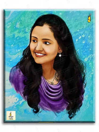 A vibrant, colorful digital portrait with a painted, abstract background. This style combines a realistic portrait with an artistic flair, making it a unique piece of art.