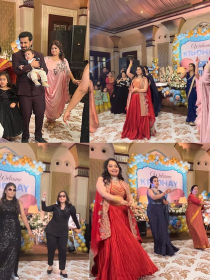 A collage from the welcome party for baby Kridhay. We choreographed several fun family performances to celebrate the arrival of the little boss baby.