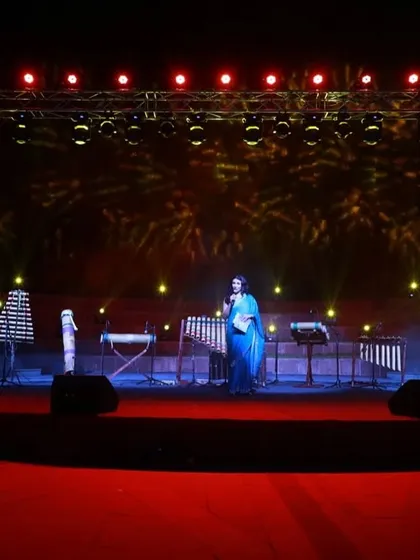 Hosting a musical performance at the Kerala Arts and Crafts Village for the Ministry of Health and Family Welfare. The lighting and stage setup were designed to create a magical atmosphere for the G20 delegates.