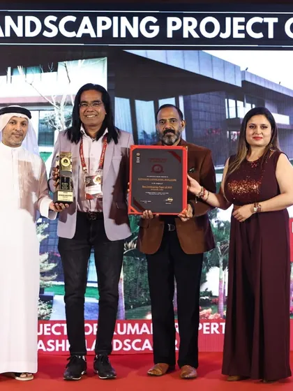 I was deeply honored to receive the Global Architect & Builder Award for the Best Landscaping Project of the Year in Dubai. This recognition of my work on an international stage is a blessing and a motivation to keep creating beautiful green spaces.