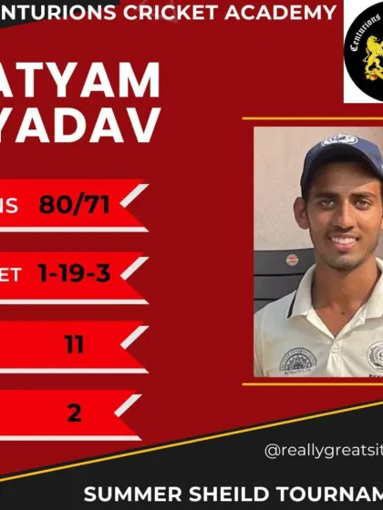 Another great all-round performance from Satyam Yadav in the Summer Shield Tournament. Scoring 80 runs and taking a wicket shows the value of being a multi-dimensional player in modern cricket.