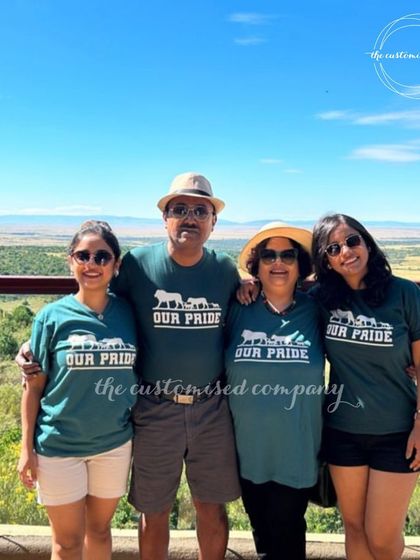 Our clients enjoying their family holiday to Kenya in our custom "Our Pride" t-shirts. We love seeing our personalized apparel become part of your special moments.