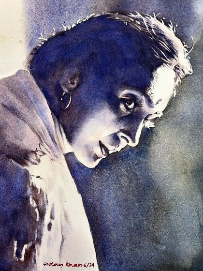 The final version of the Nutan portrait with side lighting. The strong contrast between light and dark creates a powerful and moody image.