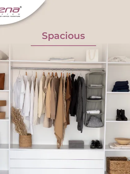 Our custom wardrobes are designed to be spacious. We plan the internal layout with a mix of hanging space, shelves, and drawers to ensure every inch is utilized effectively, giving you maximum storage.