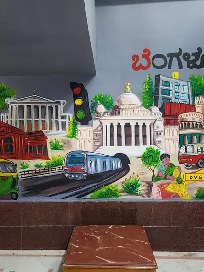 We brought the spirit of our city to life with this Bengaluru-themed collage for Luxar. The mural features iconic local landmarks like Vidhana Soudha, Namma Metro, and an auto-rickshaw, creating a piece full of local pride.