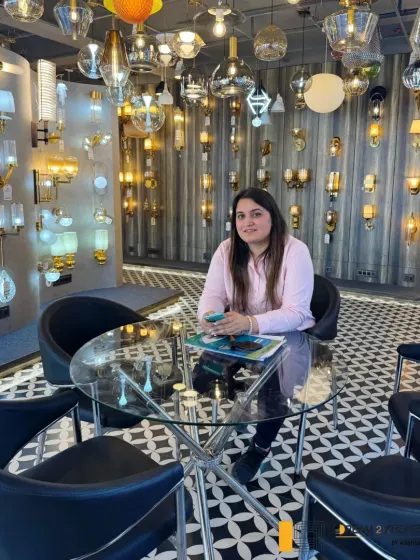 Me at a lighting showroom in Noida, where I was sourcing fixtures for a project. Selecting the perfect lighting is a crucial step in creating the right ambiance for any space.