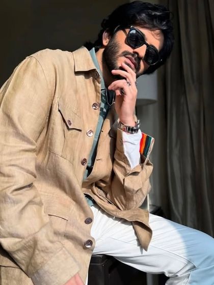 Another shot of Harshvarrdhan Kapoor, showcasing a relaxed, sun-kissed look. We create versatile styles for our clients' different needs.