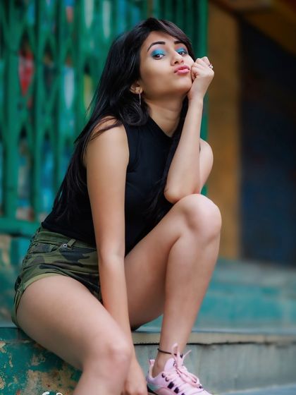 A playful and fun portrait with a cute expression. This shot shows personality and a lighthearted side.