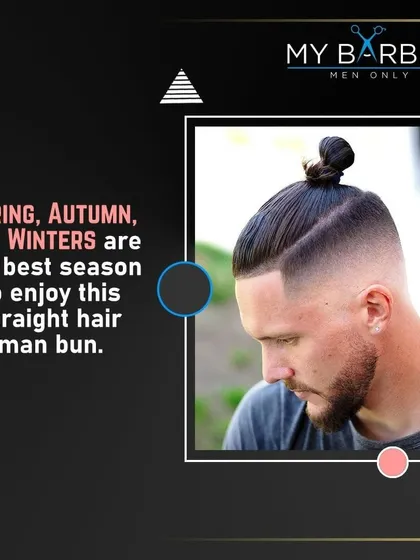 The man bun with an undercut is a bold and popular style. It works best in cooler seasons and provides a sharp contrast between the long hair on top and the faded sides.