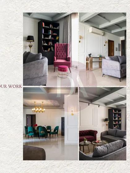 A collage of our work, highlighting how we use color and furniture to define different zones within a single open-plan space. From the formal dining set to the relaxed lounge area, each corner tells its own story.