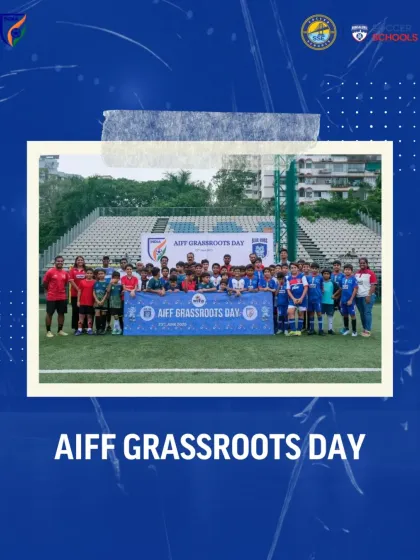 Our young footballers celebrating AIFF Grassroots Day and International Olympic Day with a friendly game. Football belongs to everyone.