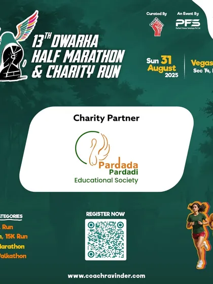 Another look at our charity partnership for the Dwarka Half Marathon, emphasizing our commitment to running for change and empowerment.