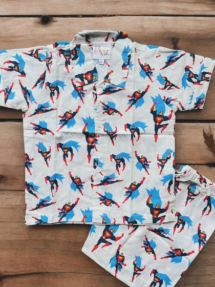 For your little hero! This co-ord set features a fun Superman print on the softest, high-quality cotton. It's perfect for saving the world, or just for playtime.