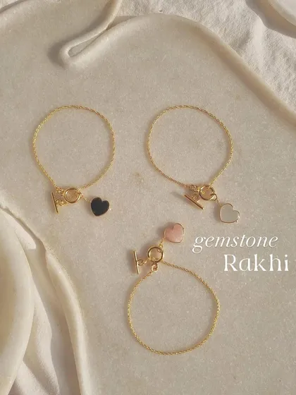 A trio of my gemstone heart toggle bracelets. These make wonderful Rakhi gifts, with each stone carrying a unique energy of love, protection, or peace.
