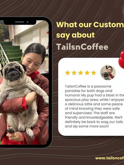"A pawsome paradise for both dogs and humans!" This review from a Pug parent emphasizes the peace of mind that comes from knowing your pet is safe and supervised while you relax with a latte.