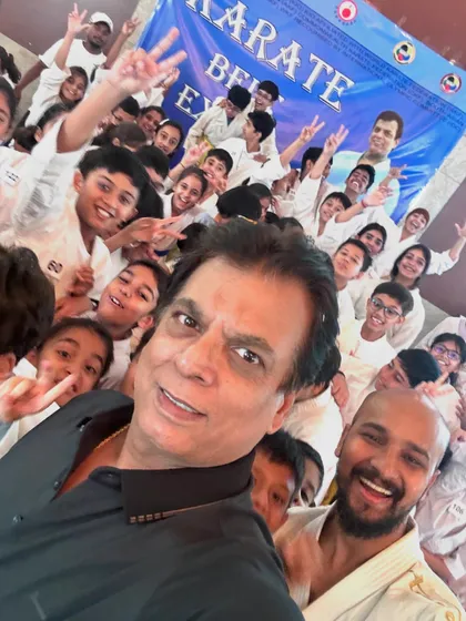 A fun moment with the kids and their instructor. We foster a family-like atmosphere in our dojos.