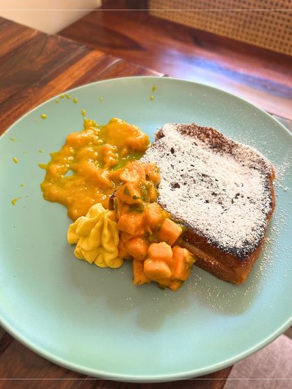 A plate of pure sunshine. My Mango French Toast is a seasonal favorite that perfectly captures the sweet, tropical flavor of fresh mangoes.