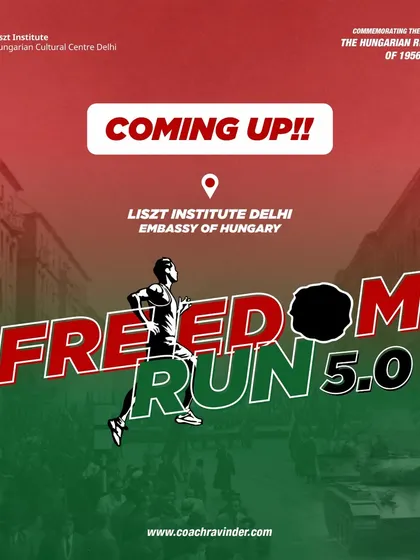 A teaser poster announcing the upcoming Freedom Run 5.0, building anticipation for this unique event at the Embassy of Hungary.