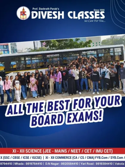 A group photo of our students in front of the bus, ready for their journey. We wish all our students the very best for their upcoming board exams. Your hard work will surely pay off.