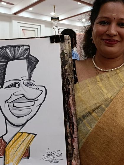 This teacher's warm smile was a pleasure to draw. The event was full of great energy.