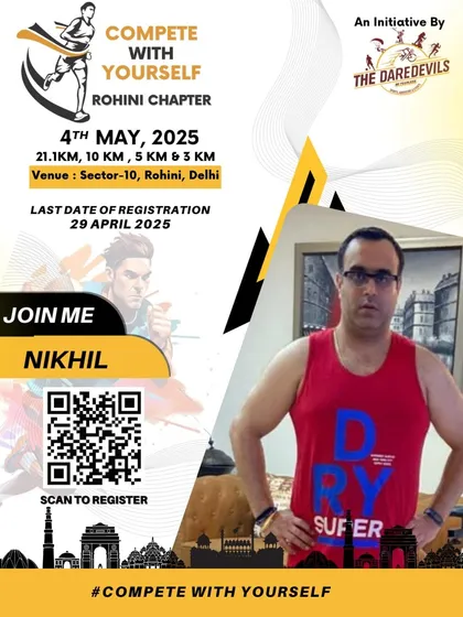 A poster for the "Compete With Yourself" event, encouraging people to join. We love to motivate others to start their running journey.