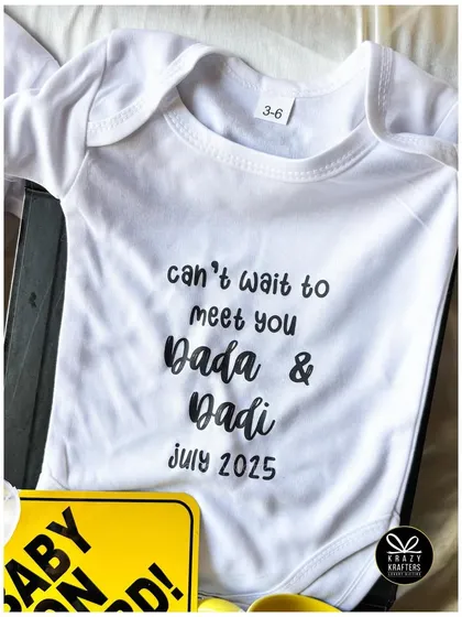 The 'Dada & Dadi' onesie is a popular and heartwarming choice for revealing the big news to parents.