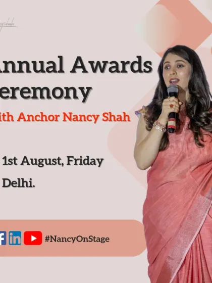 An announcement for an Annual Awards Ceremony I hosted in Delhi, showing my availability for events outside of Mumbai.