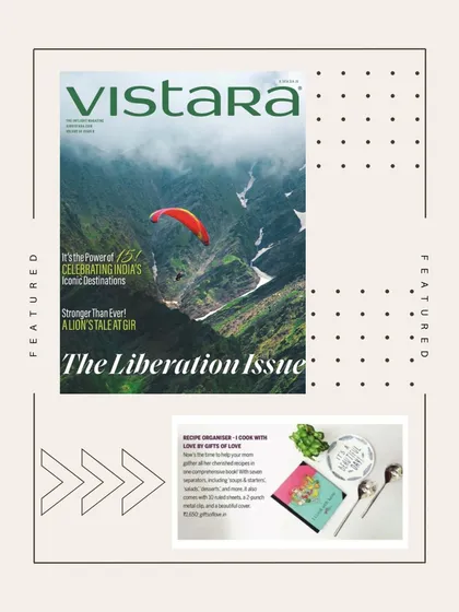 I was so thrilled to see my 'I Cook with Love' Recipe Organiser featured in Vistara's in-flight magazine. It’s flying high!