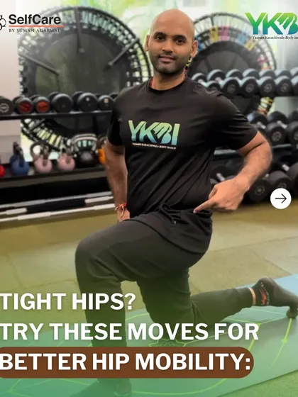 Tight hips can limit your movement and lead to discomfort. This image introduces simple but effective mobility moves, like this kneeling hip flexor stretch, to loosen up your hips and improve overall flexibility.