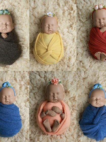 This image displays the variety of basic wraps covered in my workshops. You'll learn the classic potato sack, the hands-out wrap, and other essential styles for a versatile portfolio.