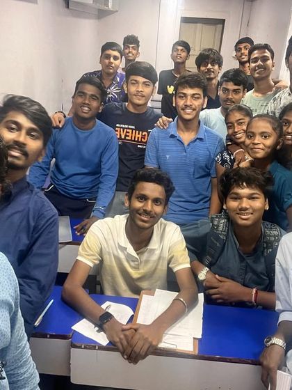 A group of our senior students celebrating royal blue day during Navratri 2023.
