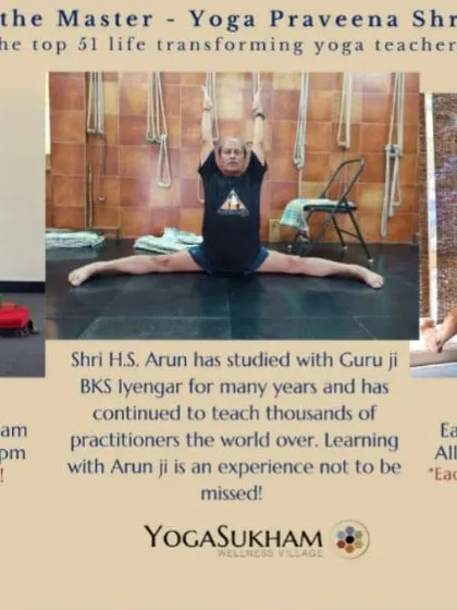 "Learn from the Master" poster for my workshop at YogaSukham Wellness Village.