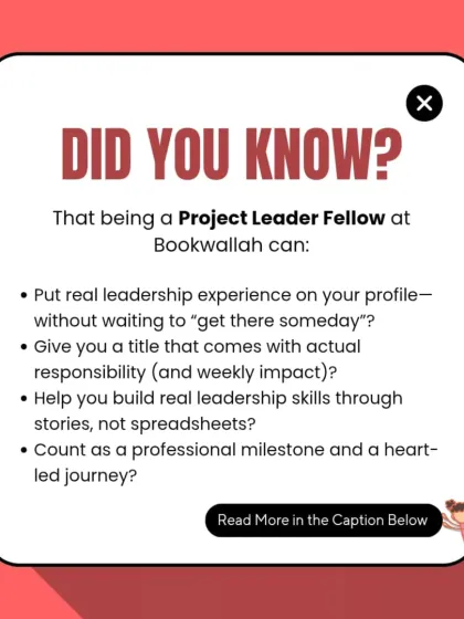 Are you ready to lead with purpose? Our Project Leader Fellowship is a unique opportunity to gain real leadership experience by managing a team, overseeing a library, and making a direct impact. This isn't just a volunteer role; it's a heart-led journey.