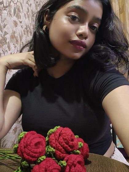 Just me, my crochet roses, and a happy heart. This little craft has brought so much joy into my life.