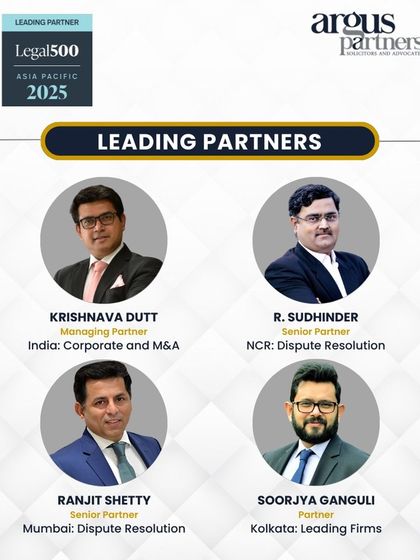 I am proud to be recognized as a 'Leading Partner' for Corporate and M&A by The Legal 500 Asia Pacific 2025, alongside several of my senior partners. This reflects our firm's leadership in the Indian legal market.