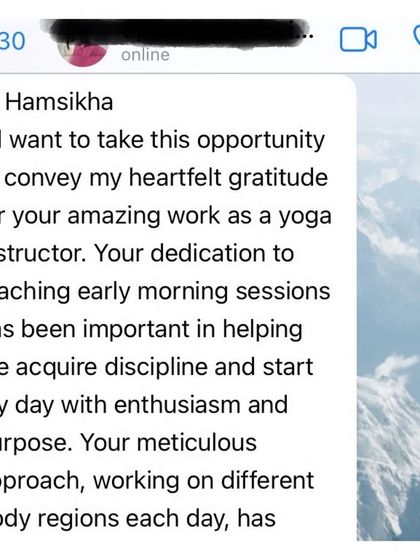 I'm so grateful for this heartfelt message from Spoorthy. My dedication to early morning sessions is all about helping my students start their day with discipline, enthusiasm, and purpose.