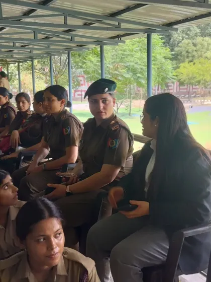 Interacting with NCC cadets after a session, answering their questions and offering guidance.